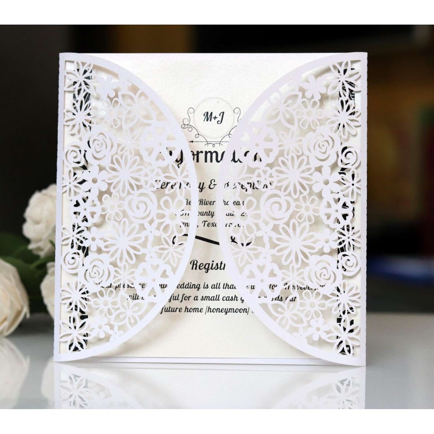 Square Invitation White Laser Card Wedding Decoration Slap-up Invitation Card 
